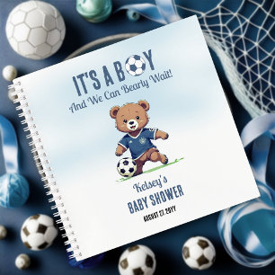 Boy Bearly Wait Soccer Baby Shower Guest Book