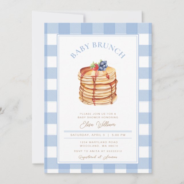 Boy Berries Pancake Baby Shower Brunch  Invitation (Front)