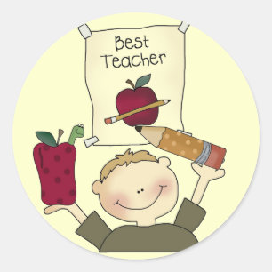 Boy Best Teacher Tshirts and Gifts Classic Round Sticker