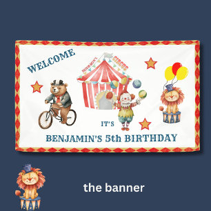 Boy Big Top Circus Carnival Fifth Birthday Banner