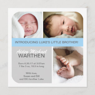 BOY Birth announcement Big & Little brothers