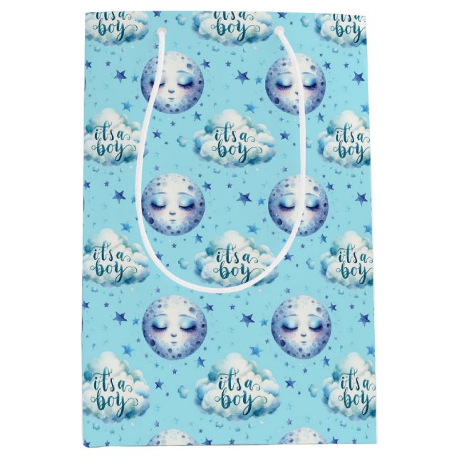 Boy birth announcement  medium gift bag (Front)