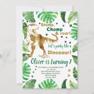 Boy Birthday Dinosaur Invitation, T-Rex Birthday Invitation