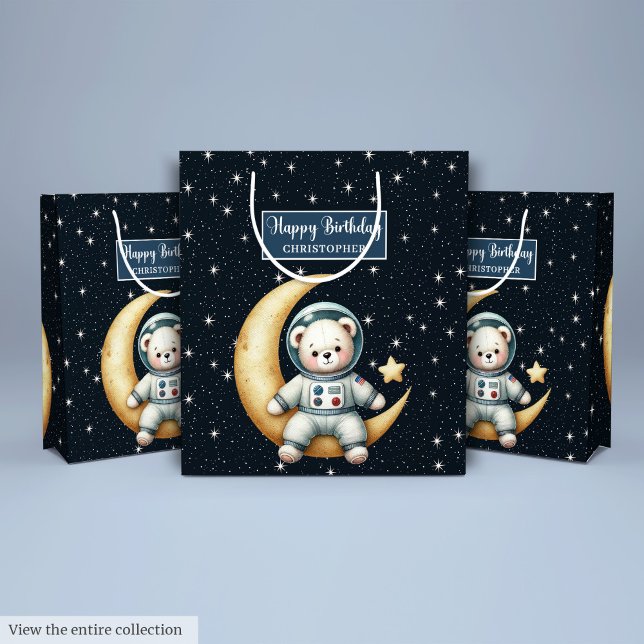 Boy Birthday Gift Bag with Personalised Space Bear (Boy Birthday Gift Bag with Personalized Space Bear)