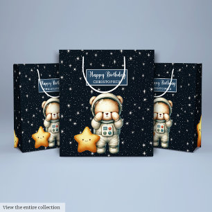 Boy Birthday Gift Bag with Space Explorer Bear