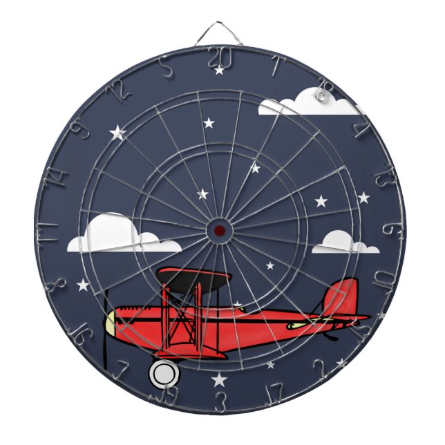 Boy Birthday Gift, Boys Room Decor, Red Aeroplane Dartboard (Front)