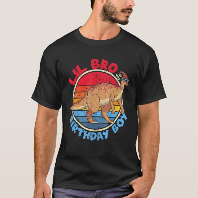 Boy Birthday I Lil Bro I Parasaurolophus I Family  T-Shirt (Front)