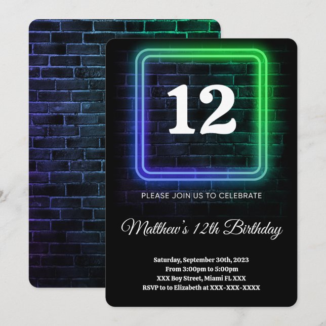 Boy Birthday Invitation (Front/Back)