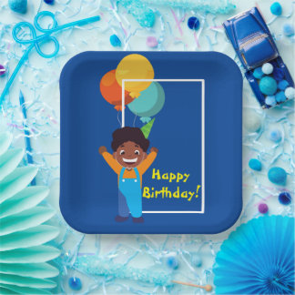 Boy Birthday Party (African-American) Paper Plate