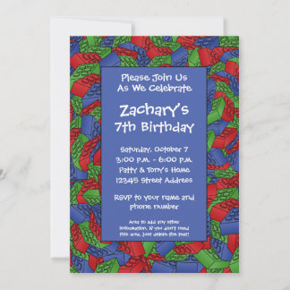 Boy Birthday Party - Building Blocks Invitation