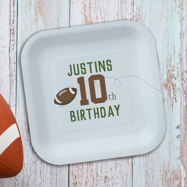 Boy Birthday Party Cute Football Custom Paper Plate (Creator Uploaded)
