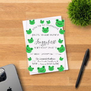 Boy Birthday Party Frog Theme Acrylic Invitations