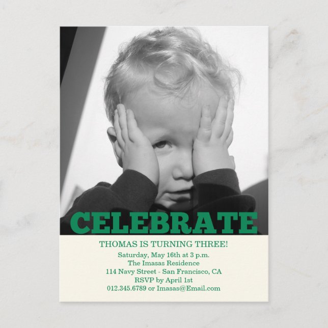 Boy Birthday Party Photo Invitations (Front)