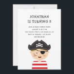 Boy Birthday Party. Pirate Adventure Treasure Hunt Invitation<br><div class="desc">This pirate themed kids’ birthday invitation features a cute pirate character with an eye patch and striped shirt. It is fully customizable with the child’s name, party date, time, and location. Perfect for a pirate themed birthday party, this invitation sets the tone for an adventurous and fun celebration. Whether you’re...</div>