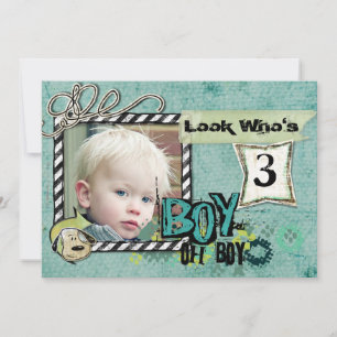 Boy birthday photo card