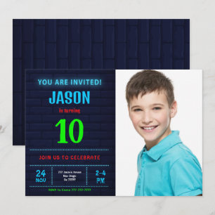 Boy Birthday Photo Invitation