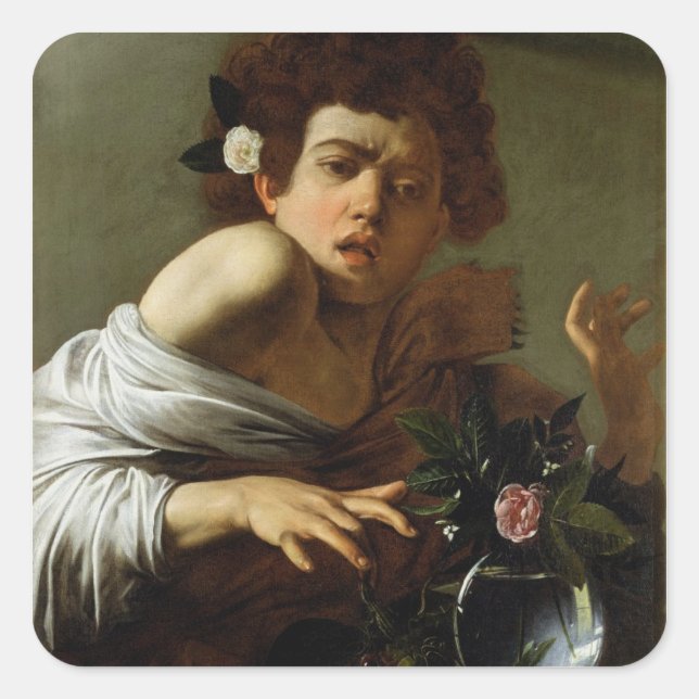 Boy Bitten by a Lizard, c.1595-1600 (oil on canvas Square Sticker (Front)