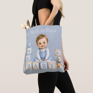 Boy Blocks Baby Shower Gift Tote Bag