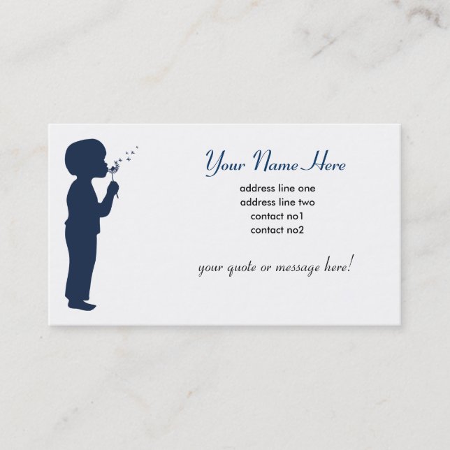 Boy Blowing Dandelion Business Card (Front)