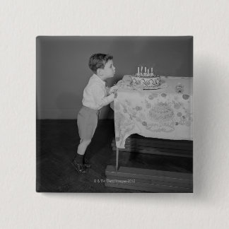 Boy Blowing Out Candles 15 Cm Square Badge