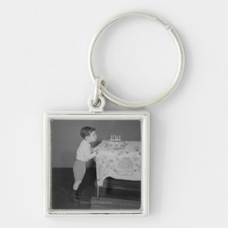 Boy Blowing Out Candles Key Ring