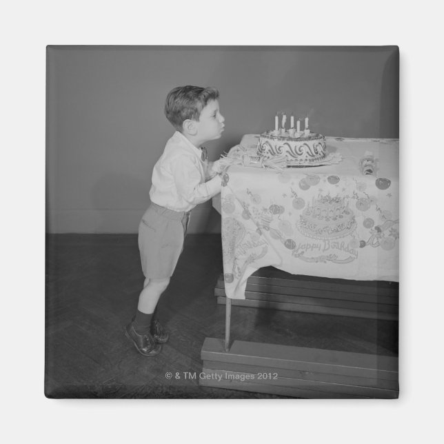 Boy Blowing Out Candles Magnet (Front)