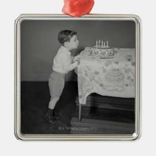 Boy Blowing Out Candles Metal Tree Decoration