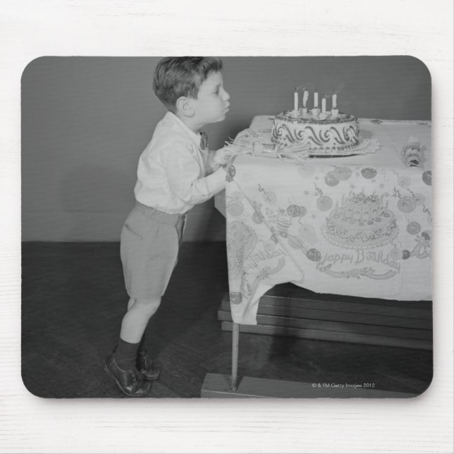 Boy Blowing Out Candles Mouse Mat (Front)