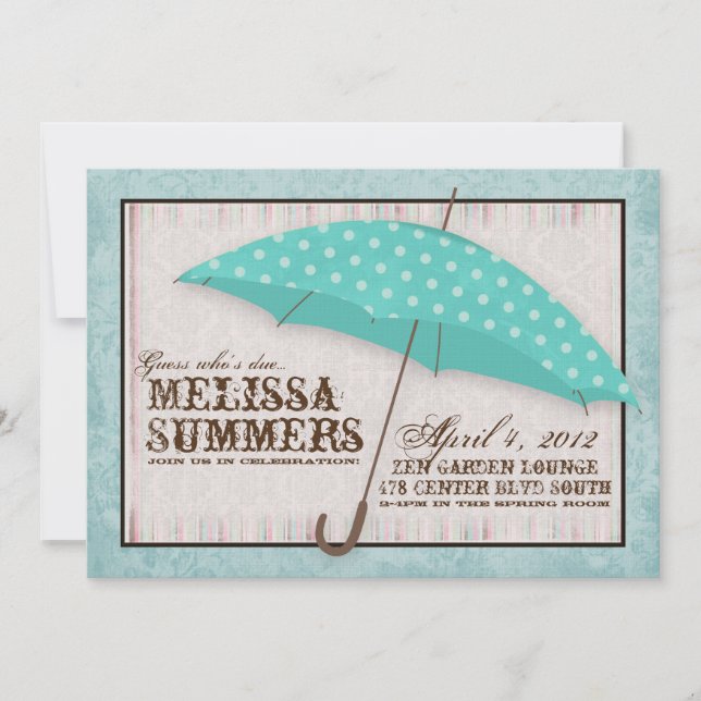 Boy Blue April Showers Baby Shower Invitation (Front)