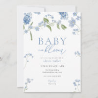 Boy Blue Baby in Bloom Baby Shower Invitation