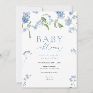 Boy Blue Baby in Bloom Baby Shower Invitation