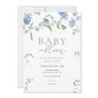 Boy Blue Baby in Bloom Baby Shower Invitation