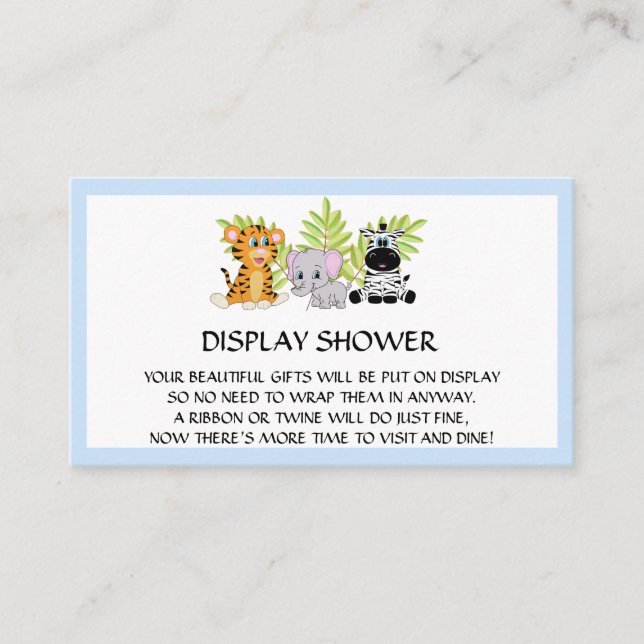 Boy Blue Baby Shower Display Shower Insert Safari (Front)