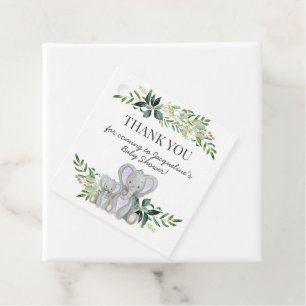 Boy Blue Baby Shower Thank You Tag Elephant Mummy