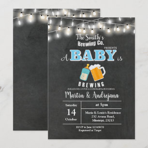 BOY blue BaByQ A baby is brewing invitation card