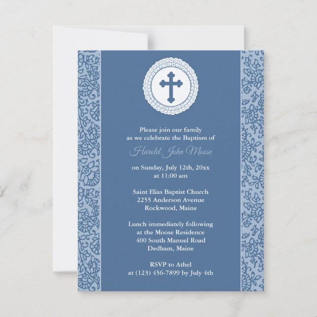 Boy Blue Baptism Invitation (Front)