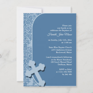 Boy Blue Baptism Invitation