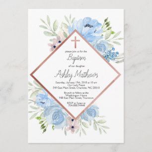 boy blue baptism invitation, first communion invitation