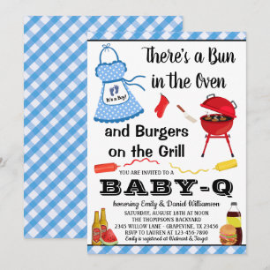 Boy Blue Barbecue Baby Shower Invitation