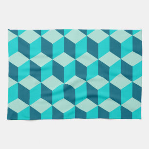 Boy Blue Building Blocks Seamless Pattern Tea Towel