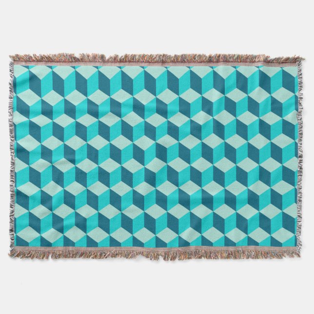 Boy Blue Building Blocks Seamless Pattern Throw Blanket (Front)