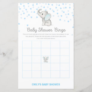 Boy Blue Elephant Baby Shower Game PRINTED