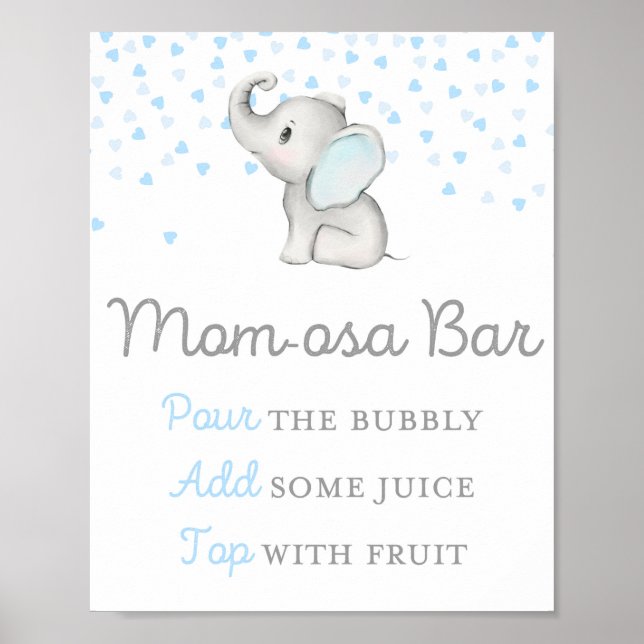 Boy Blue Elephant Baby Shower Sign (Front)