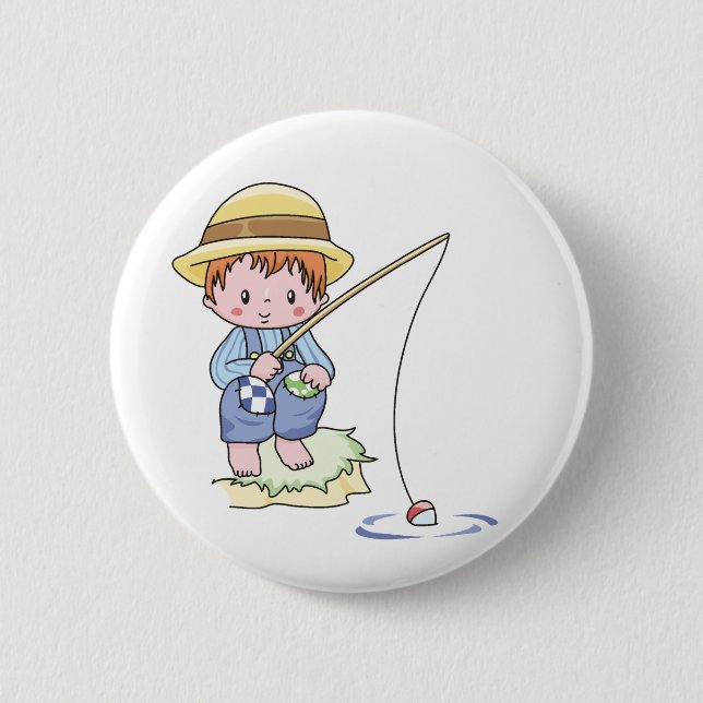 Boy Blue Fishing 6 Cm Round Badge (Front)