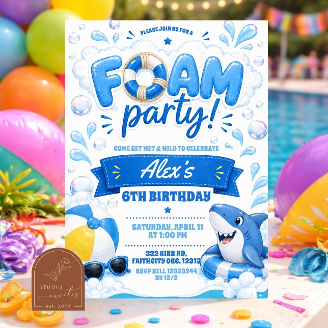 Boy Blue Foam party invitation (Creator Uploaded)