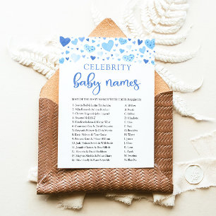 Boy Blue Hearts Valentine Celebrity Baby Name Game Invitation