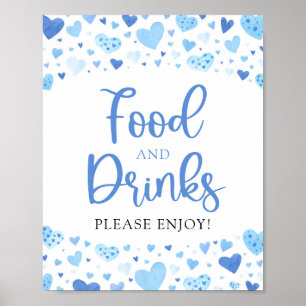 Boy Blue Hearts Valentine Food and Drinks Sign