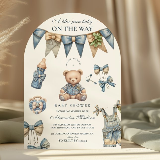 Boy Blue Jean Baby Denim Baby Shower Invitation (Creator Uploaded)