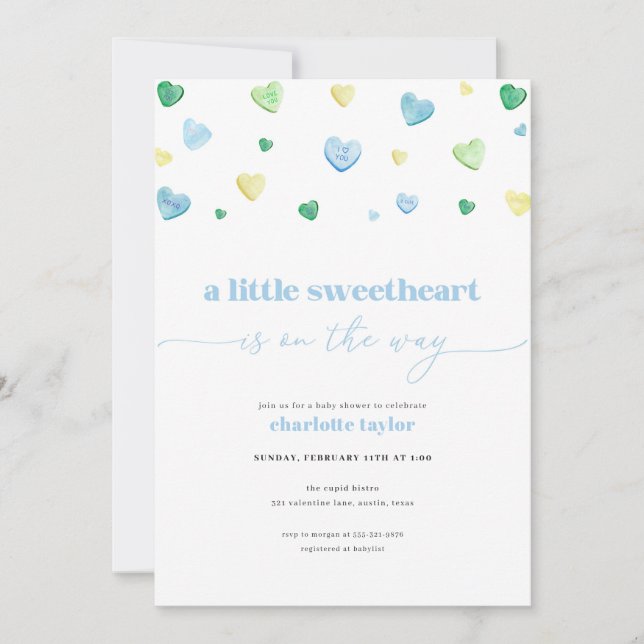 Boy Blue Little Sweetheart Baby Shower Invitation (Front)