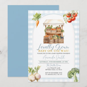 Boy Blue Locally Grown Fresh Market Baby Shower Invitation
